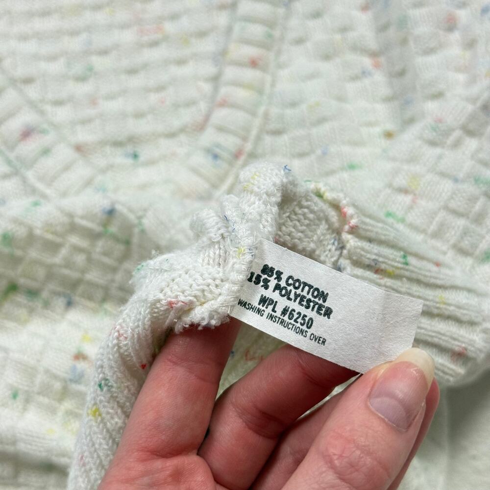 Vintage 80s New Attitude Knit Sweater Vest White Rainbow Speckled, Size M - Picture 6 of 7